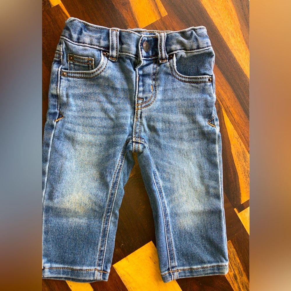Cat & Jack Jeans straight stretch adjustable waistband 12m EUC